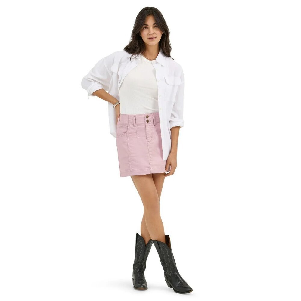 Lee Women's Heritage Mini Skirt, Size 6, Regular Fit, High Rise, Light Pink - Picture 2 of 5